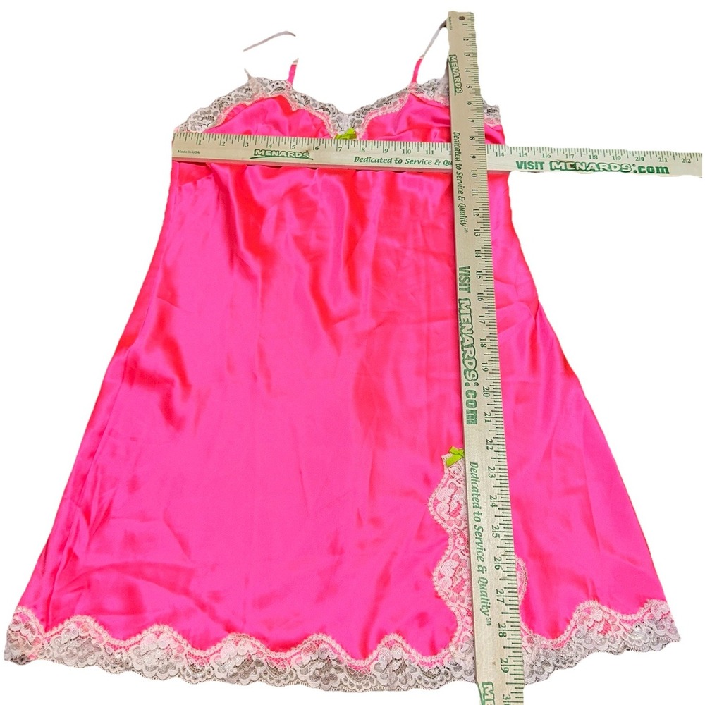 NWT Vtg Y2K 2000 Victoria's Secret Hot Pink Satin Lace Lingerie Babydoll Women S - Picture 7 of 7